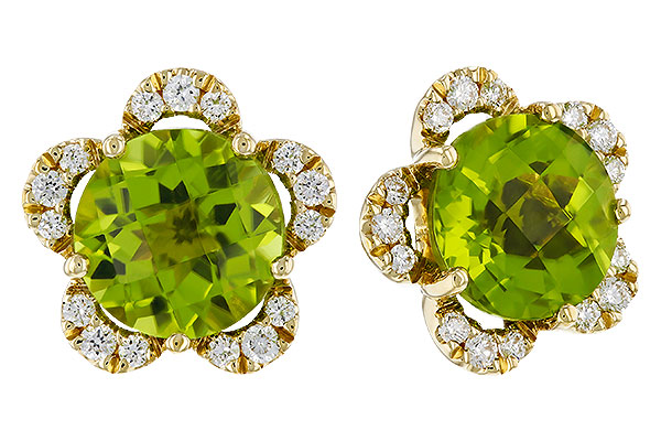 A329-90115: EARRINGS 2.93 PERIDOT 3.10 TGW (7MM RD)