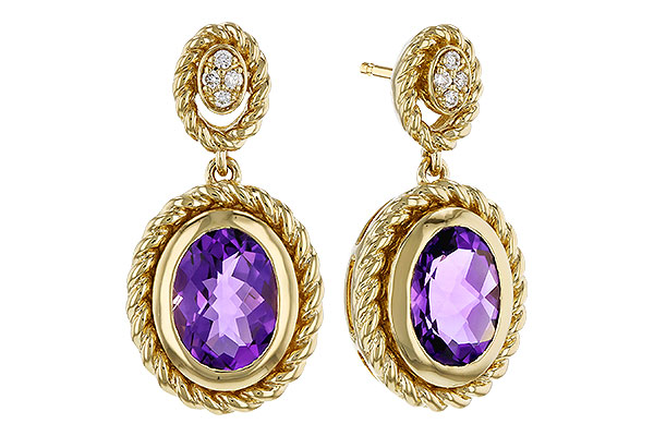 A329-90124: EARRINGS 1.98 AMETHYST 2.02 TGW (8x6MM AMY)