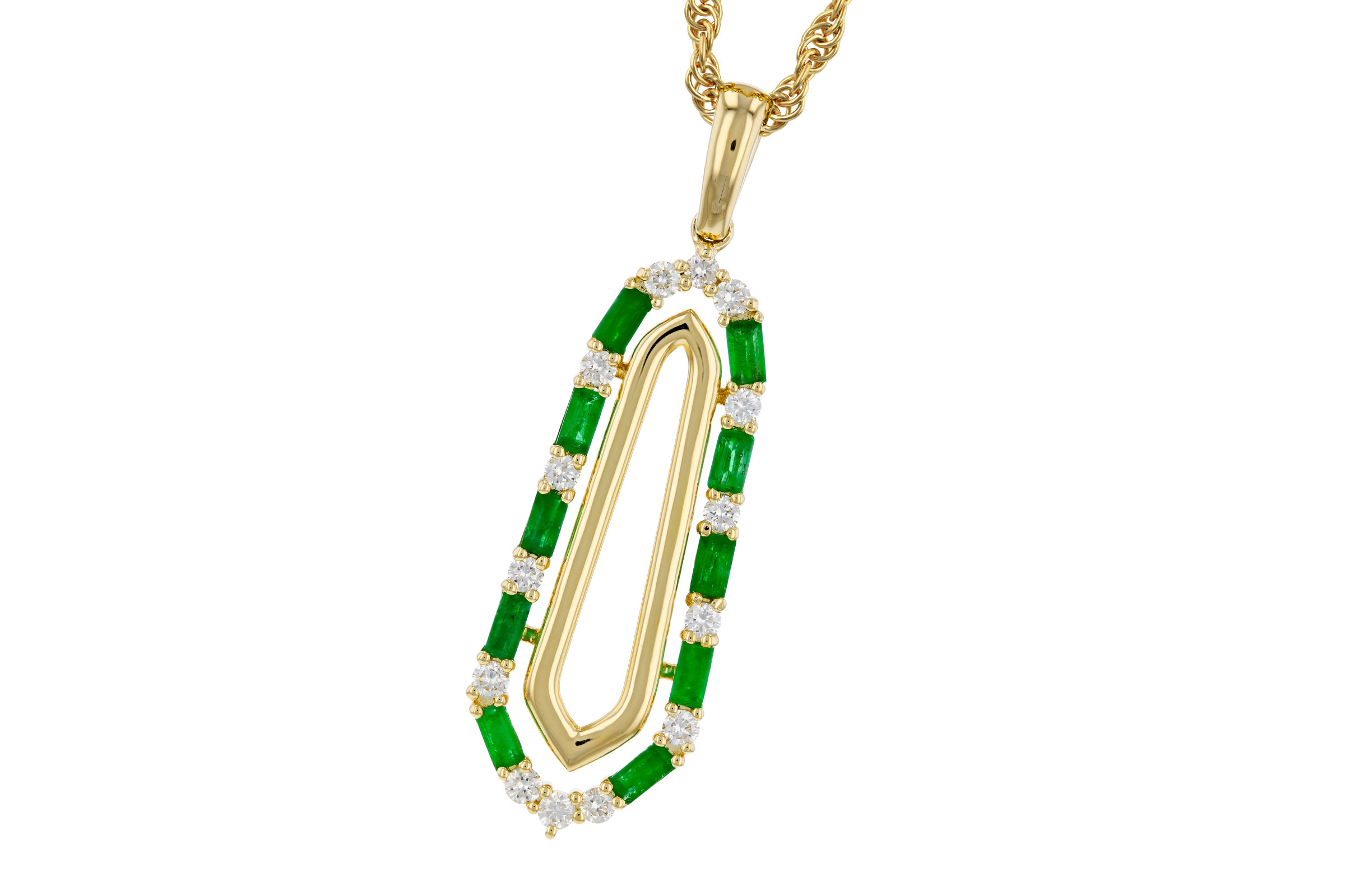 A330-75588: NECKLACE .44 TW EMERALD .64 TGW
