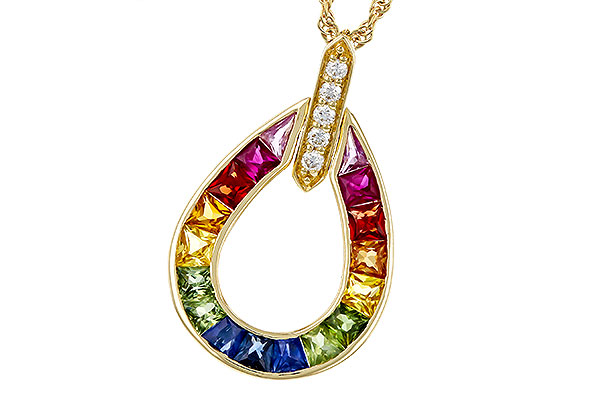 B329-84669: NECKLACE 1.10 MULTI-COLOR SAPPH 1.15 TGW