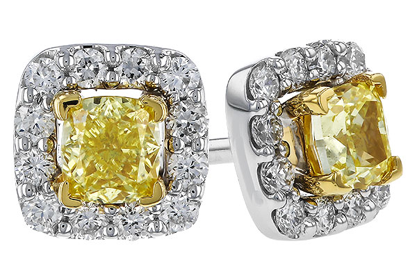 B329-85588: EARR .38 FANCY YELLOW DIAMONDS .54 TW