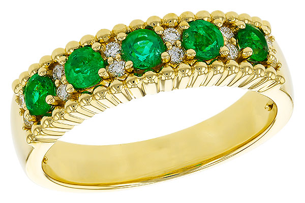 B329-90169: LDS WED RG .48 TW EMERALD .60 TGW