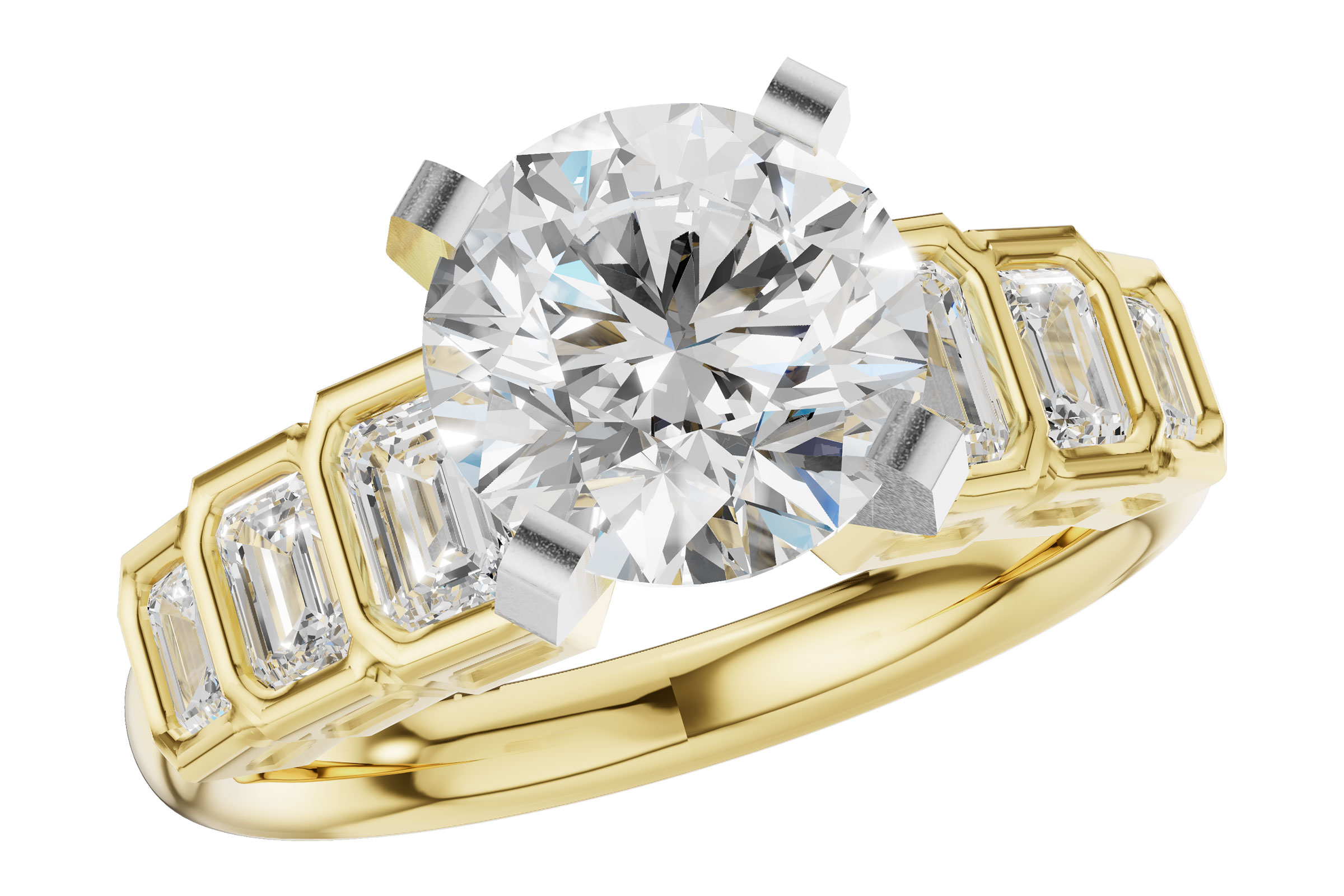 B330-73733: LDS SEMI DIA RG .92 TW EMERALD CUTS