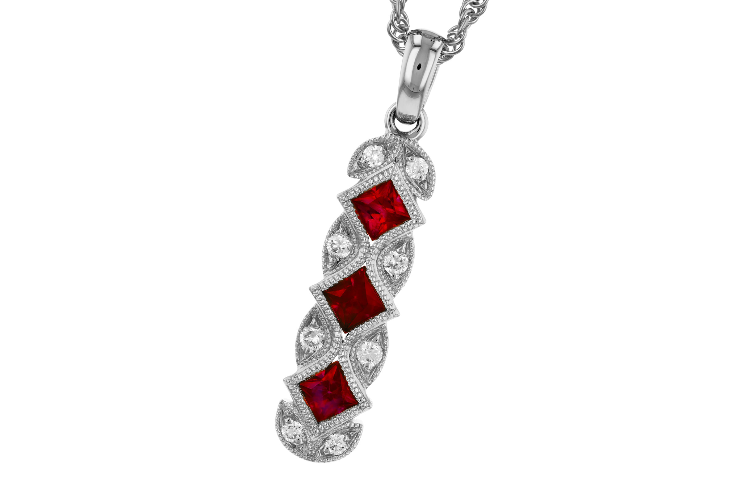 B330-73769: NECKLACE .55 TW RUBY .64 TGW