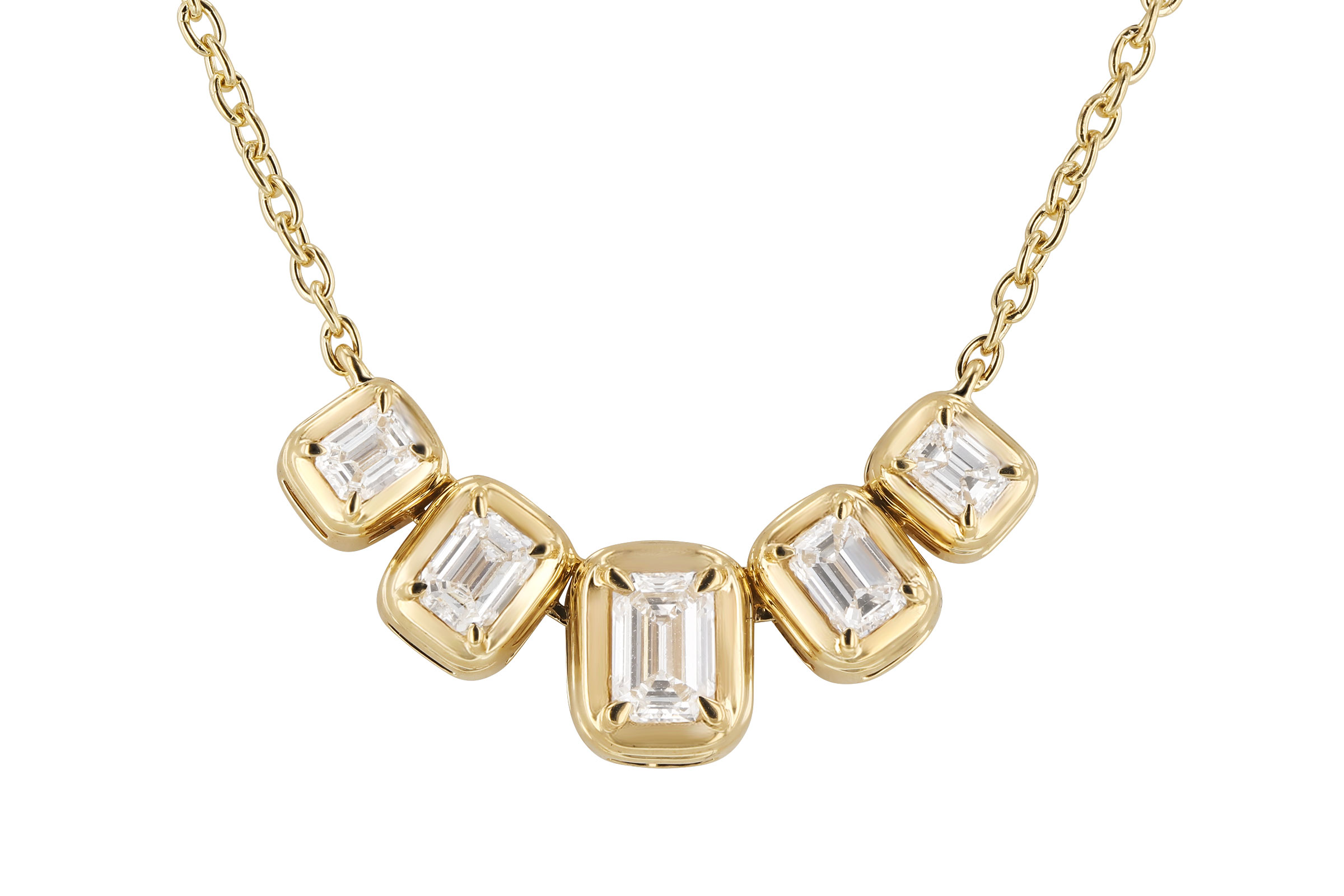 B330-75560: NECKLACE .87 TW EMERALD CUT DIA (18")