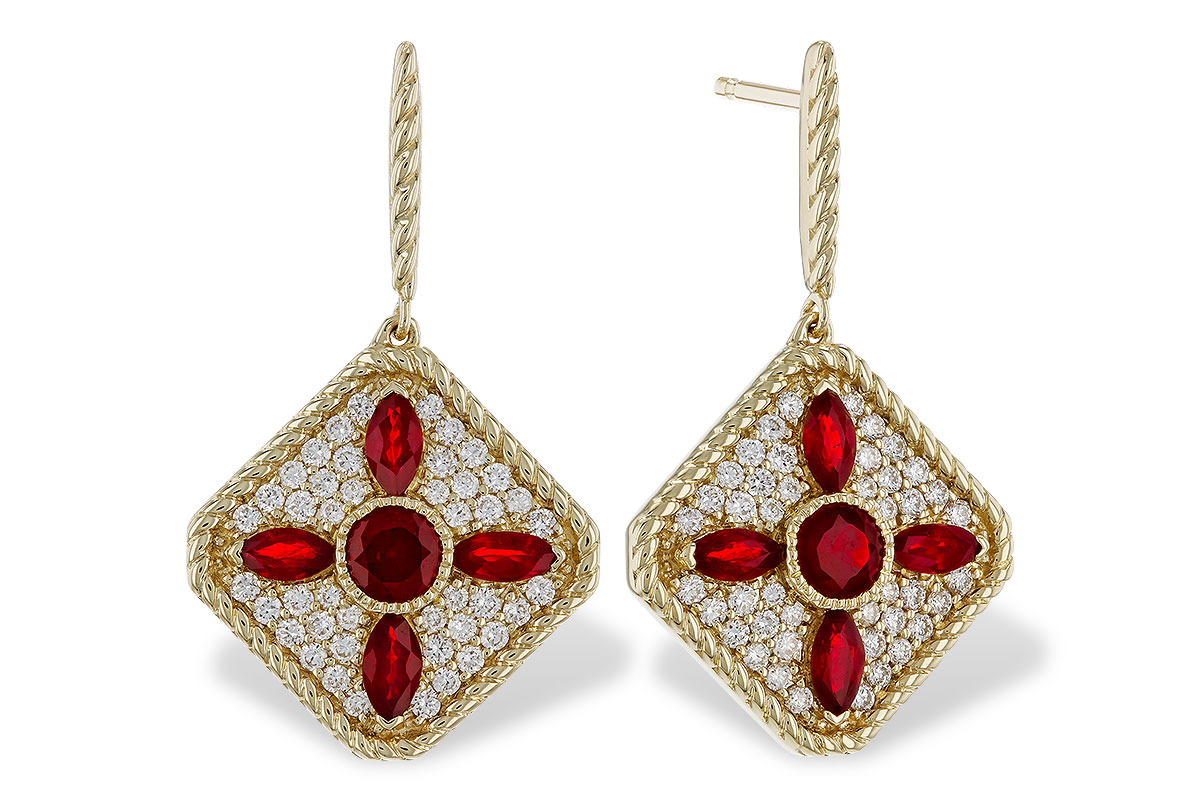 C329-86478: EARRINGS .99 TW RUBY 1.42 TGW