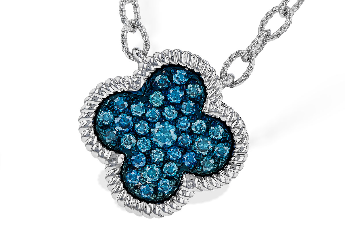 C329-86524: NECKLACE .33 TW BLUE DIAMONDS