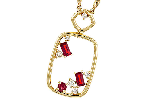C329-87406: NECKLACE .33 TW RUBY .44 TGW