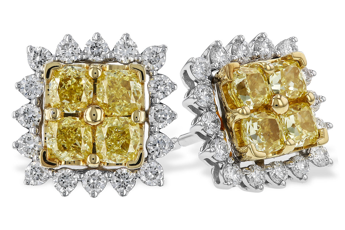 D329-85587: EARR 1.04 FANCY YELLOW DIAMONDS 1.44 TW