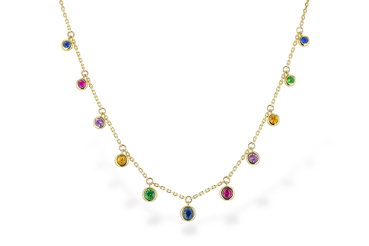 E328-97396: NECK .90 TW MULTI-COLOR SAPPH & GREEN GARNET (18")