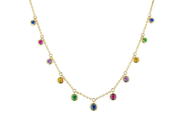 E328-97396: NECK .90 TW MULTI-COLOR SAPPH & GREEN GARNET (18")