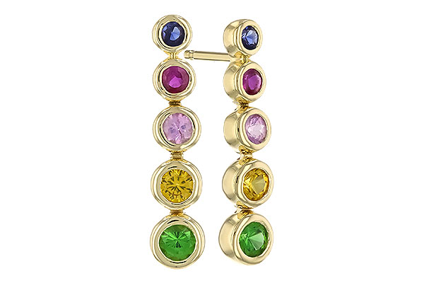 E328-99269: EARR .60 TW MULTI-COLOR SAPPH & GREEN GARNET
