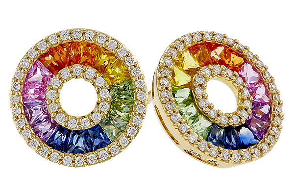 E329-84669: EARRINGS 2.10 MULTI-COLOR SAPP 2.37 TGW