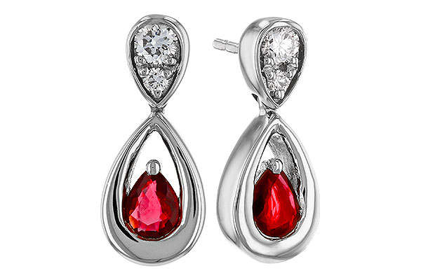 E329-84678: EARRINGS .40 RUBY .52 TGW (4x3 RUBY)