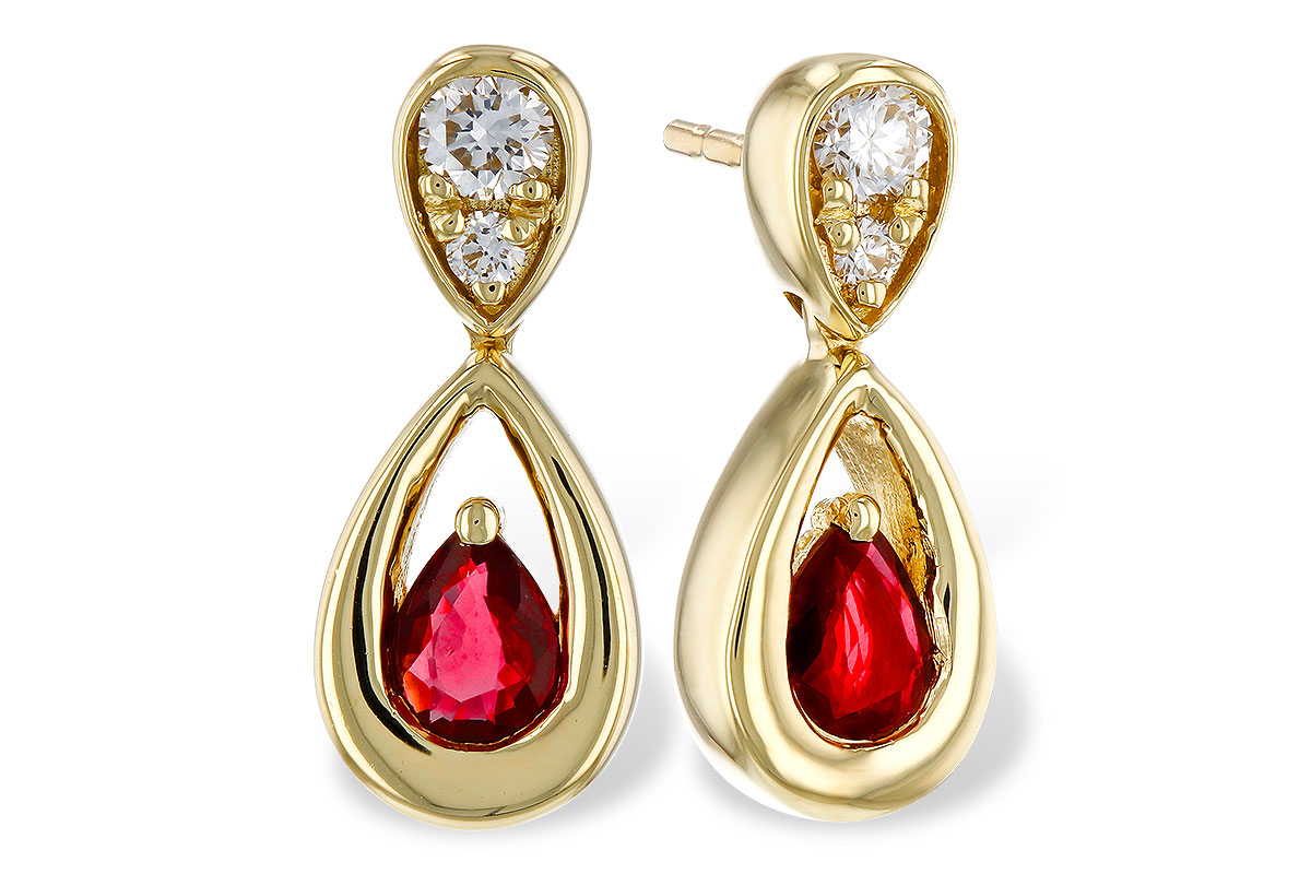 E329-84678: EARRINGS .40 RUBY .52 TGW (4x3 RUBY)