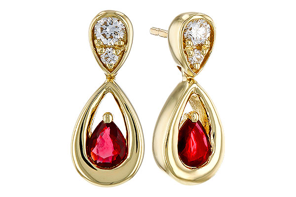 E329-84678: EARRINGS .40 RUBY .52 TGW (4x3 RUBY)