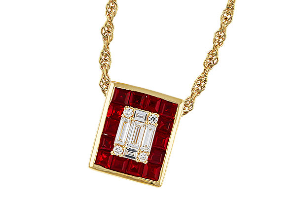 E329-89233: NECKLACE .82 RUBY TW 1.00 TGW