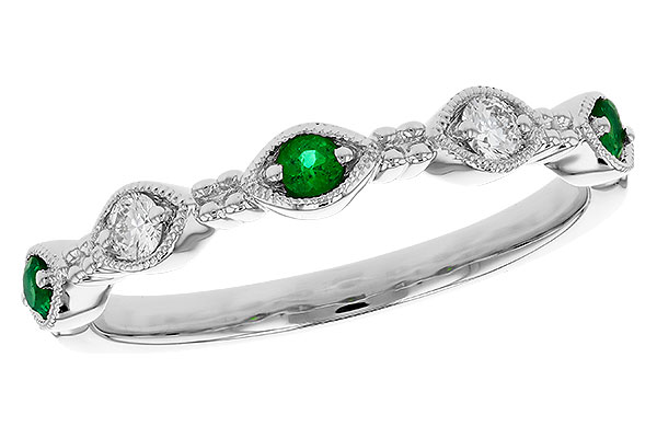 E330-72896: LDS WED RG .10 TW EMERALD .19 TGW