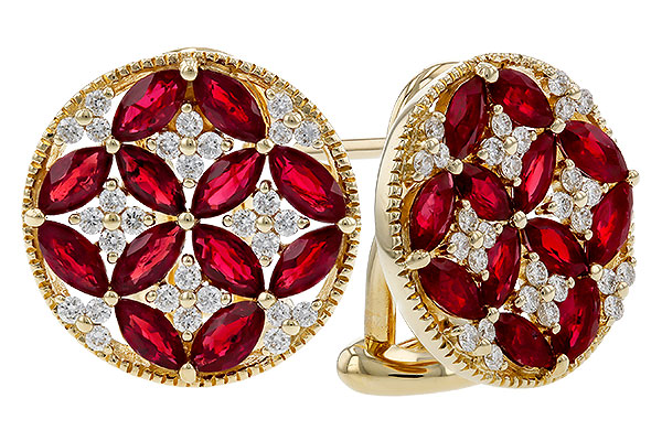 F329-82905: EARRINGS 2.07 TW RUBY 2.37 TGW
