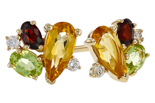 F329-84669: EARRINGS .66 SEMI PREC (CIT,PER,GAR) .70 TGW