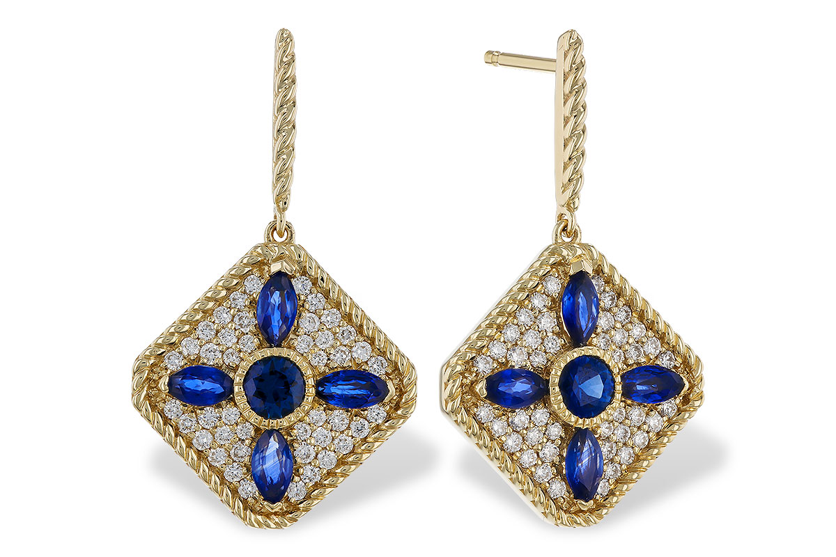 F329-86478: EARRINGS 1.03 TW SAPPHIRE 1.46 TGW