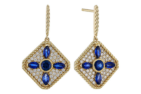 F329-86478: EARRINGS 1.03 TW SAPPHIRE 1.46 TGW