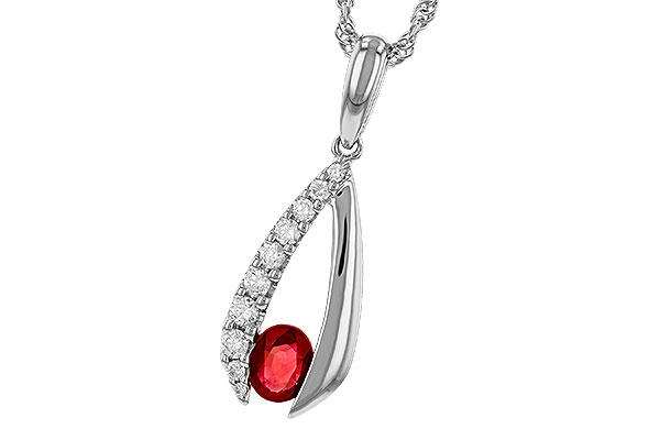 F329-86542: NECKLACE .34 RUBY .50 TGW (5x4 RUBY)