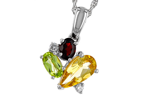 G329-84669: NECKLACE .79 SEMI PREC (CIT,PER,GAR) .82 TGW