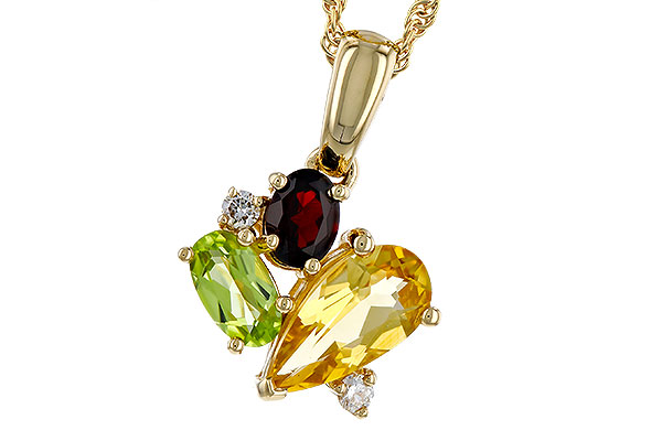 G329-84669: NECKLACE .79 SEMI PREC (CIT,PER,GAR) .82 TGW