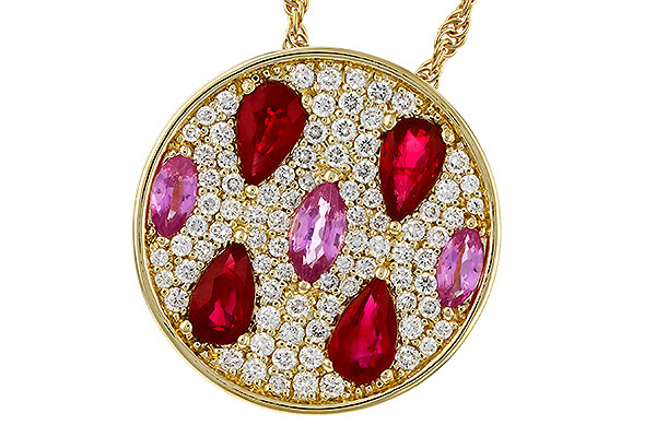 G329-90105: NECK 1.42 TW PRECIOUS (RUBY & PINK SAPP) 1.82 TGW