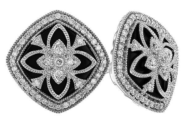 H328-97442: DIA & ONYX EARRINGS .38 TW