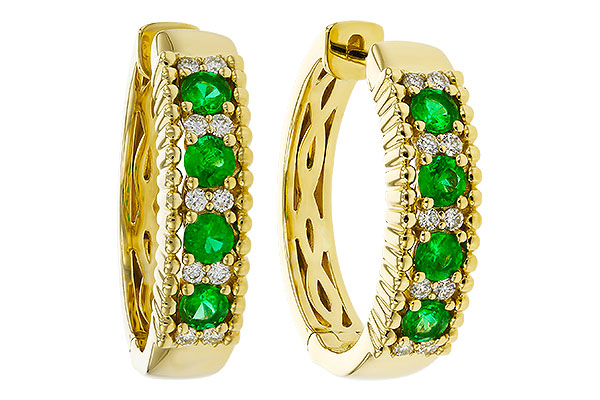 H329-90178: EARRINGS .33 TW EMERALD .45 TGW