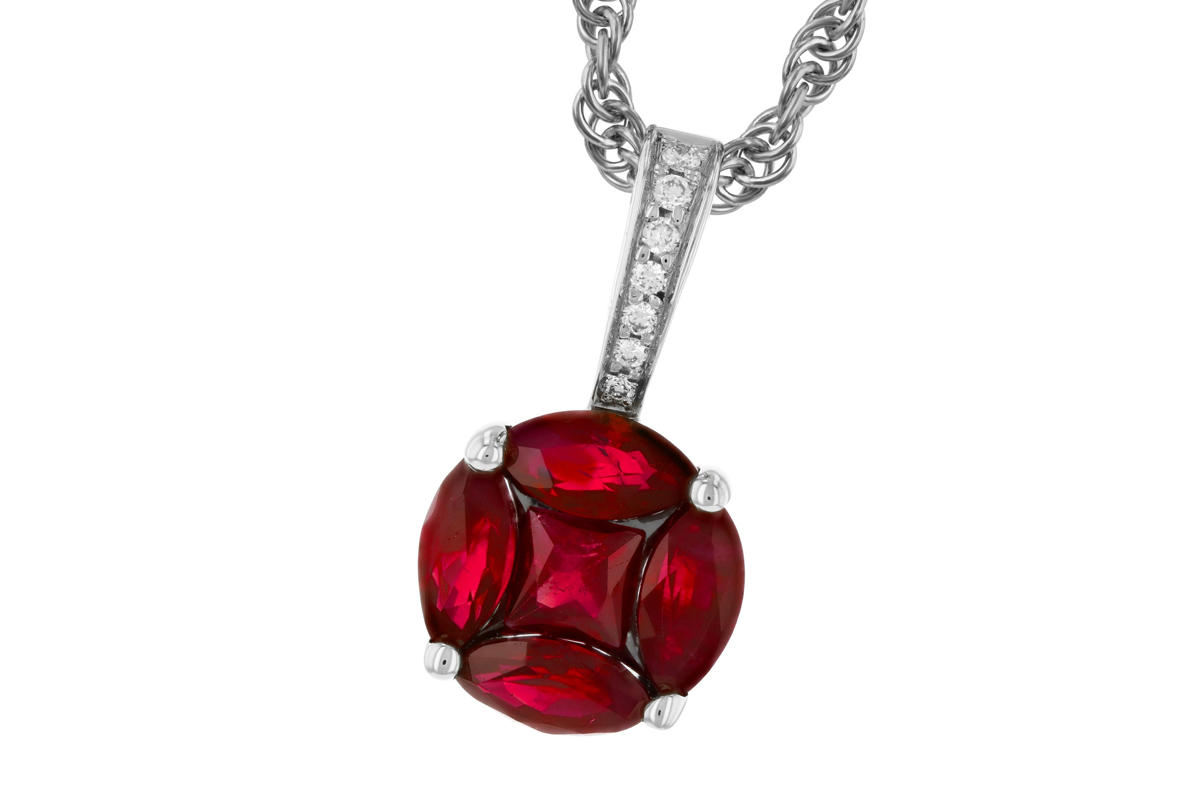 H330-72896: NECKLACE .80 RUBY .82 TW