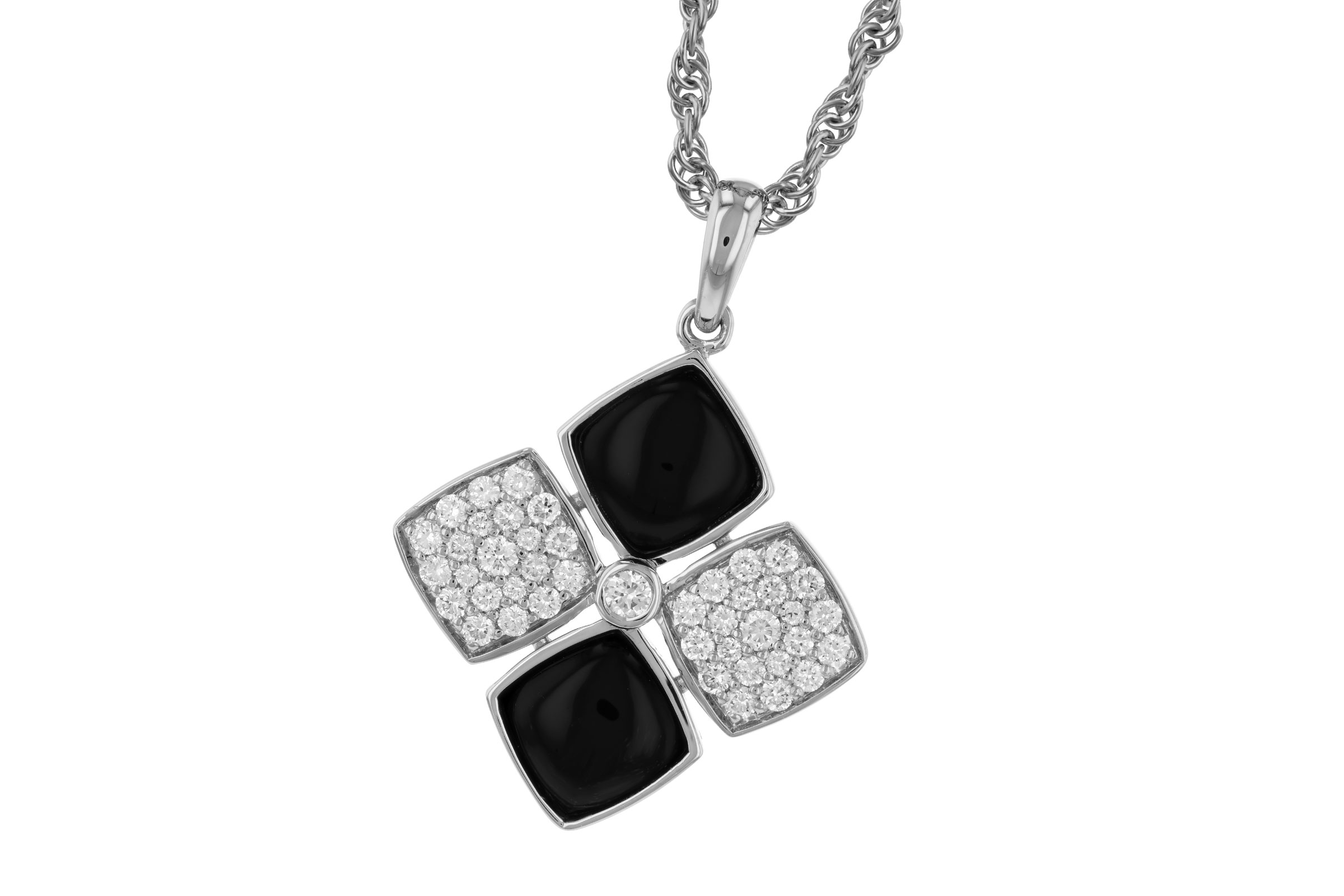 H330-73805: NECKLACE 1.23 TW ONYX 1.50 TGW