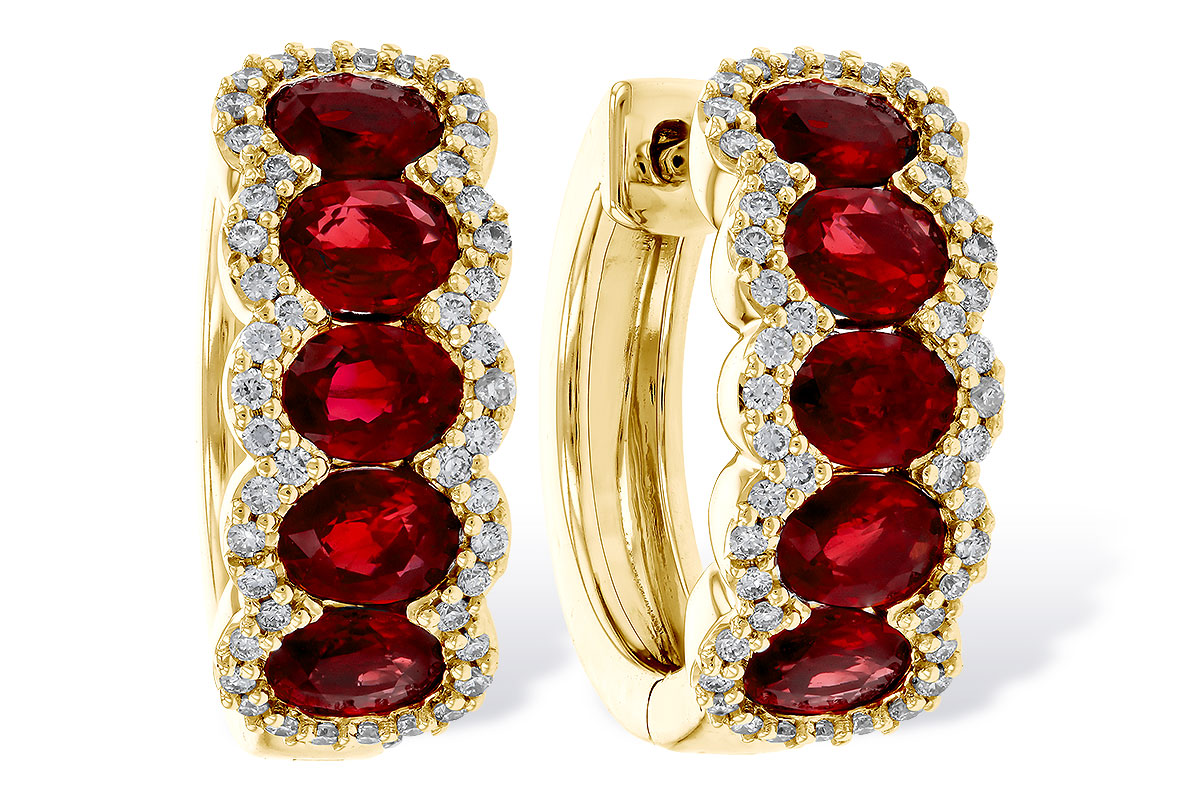 K329-88360: EARRINGS 2.20 TW RUBY 2.45 TGW