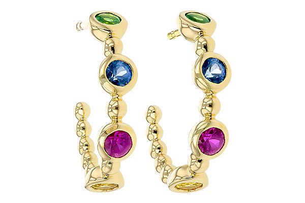 K330-72823: EARR .68 TW MULTI-COLOR SAPPH & GREEN GARNET