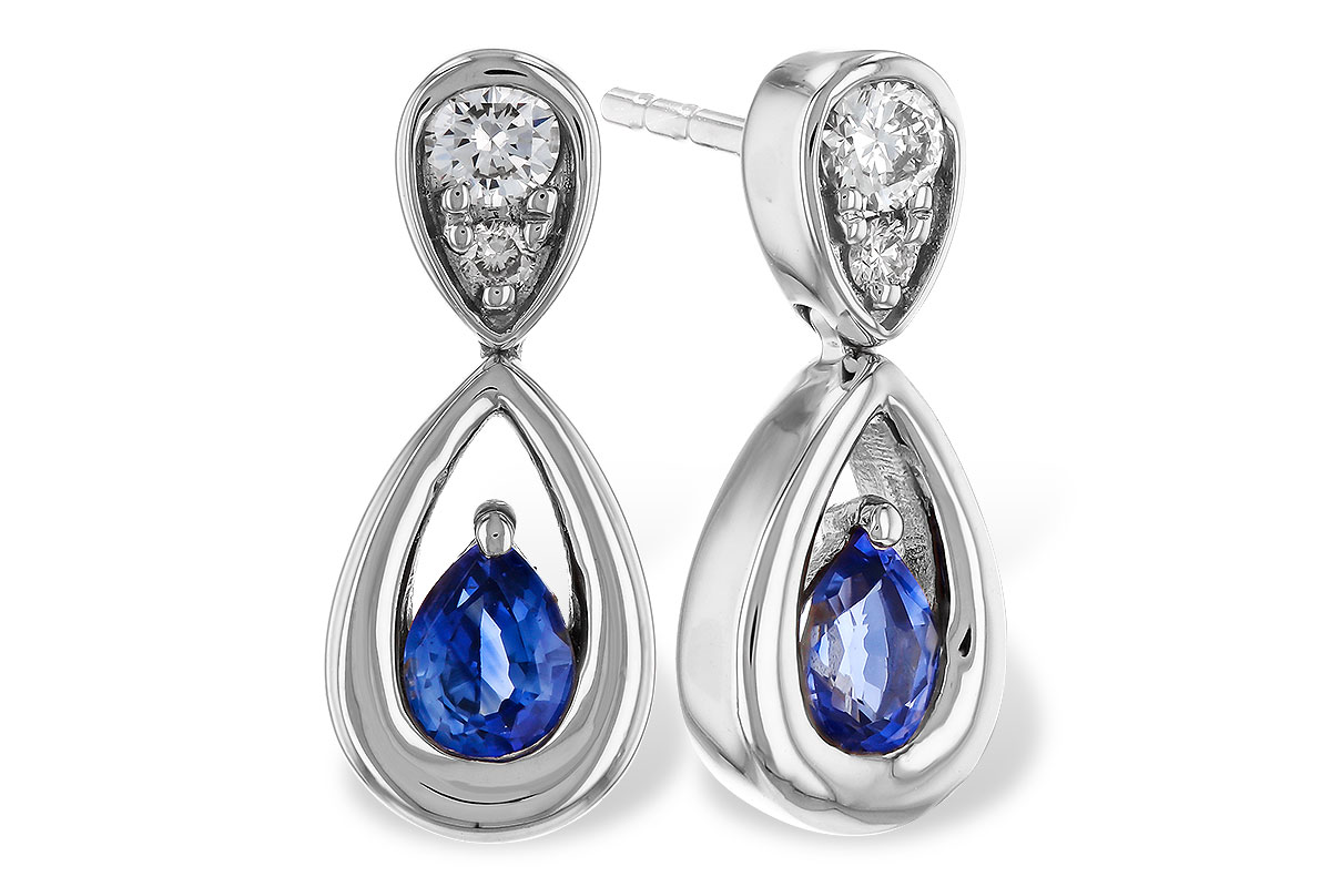 L329-84678: EARRINGS .42 SAPPHIRE .54 TGW (4x3 SAPP)