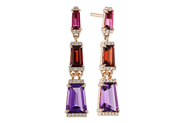 L329-85614: EARRINGS 1.98 SEMI-PREC (PT,GT,AMY) 2.05 TGW