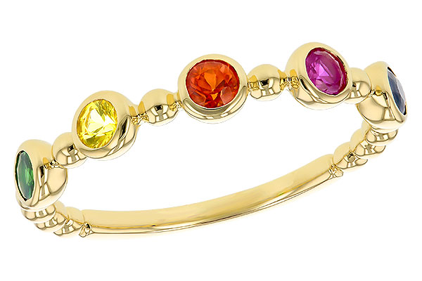 L330-72823: LDS WED RG .52 TW MULTI-COLOR SAPPH & GREEN GARNET