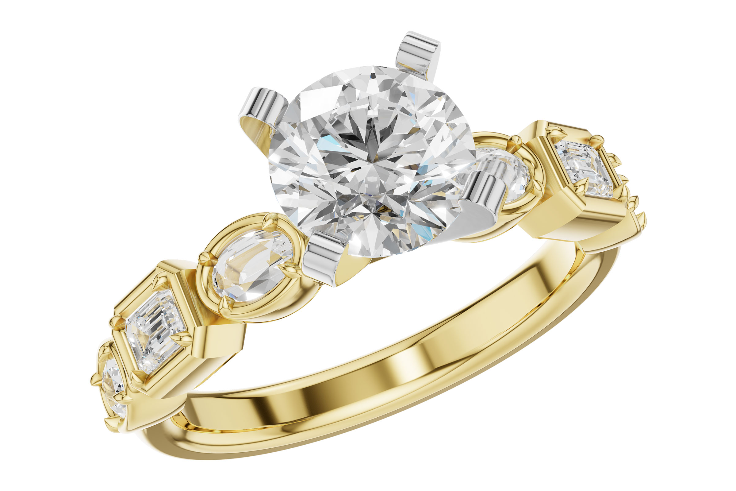 L330-74714: LDS SEMI DIA RG .45 TW FANCY CUT DIAS