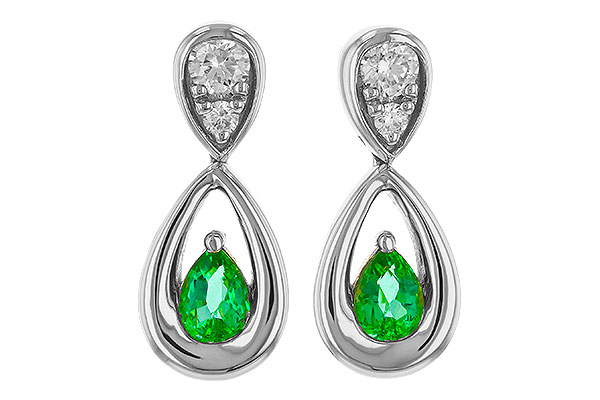 M329-85596: EARRINGS .20 EMERALD .32 TGW (4x3 EMER)