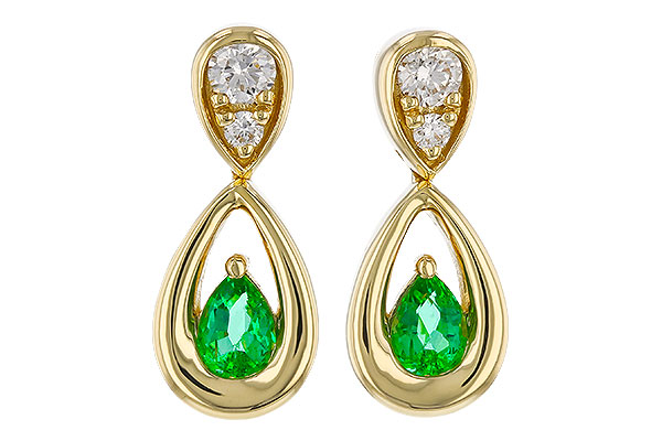 M329-85596: EARRINGS .20 EMERALD .32 TGW (4x3 EMER)