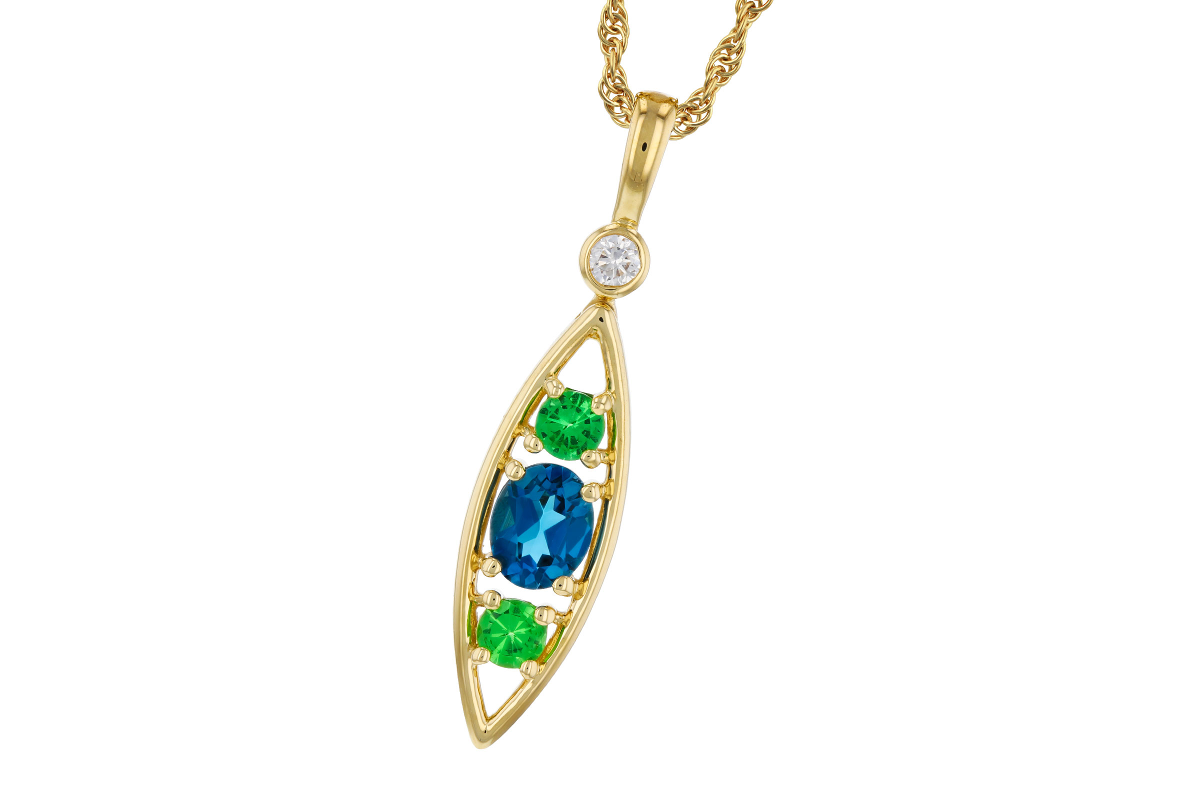 M330-74678: NECKLACE .54 SEMI-PREC (LBT & GR.GT) .58 TGW